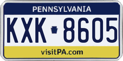 PA license plate KXK8605
