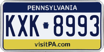PA license plate KXK8993