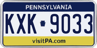 PA license plate KXK9033