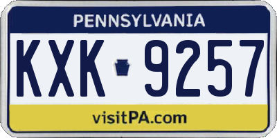 PA license plate KXK9257