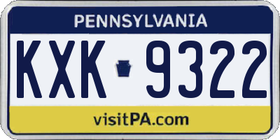 PA license plate KXK9322