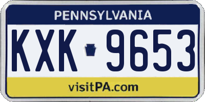 PA license plate KXK9653