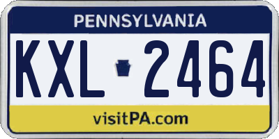 PA license plate KXL2464