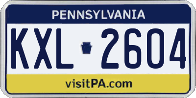 PA license plate KXL2604