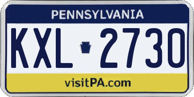 PA license plate KXL2730