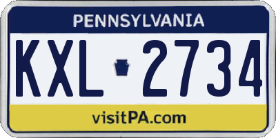 PA license plate KXL2734