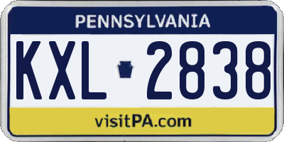 PA license plate KXL2838