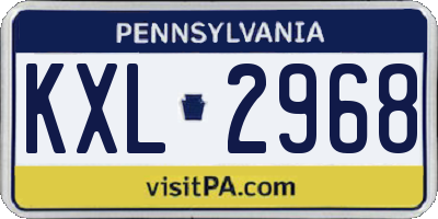 PA license plate KXL2968