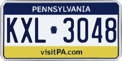 PA license plate KXL3048