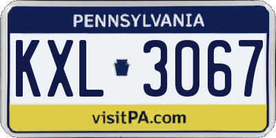 PA license plate KXL3067