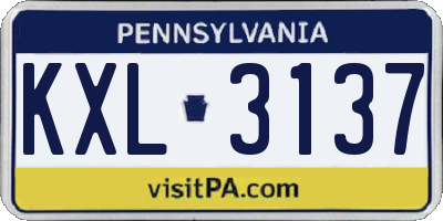 PA license plate KXL3137