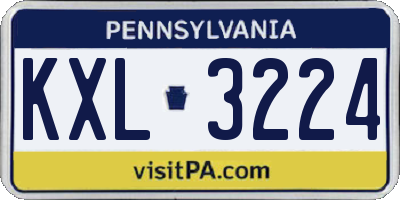 PA license plate KXL3224