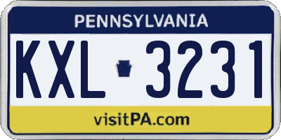 PA license plate KXL3231