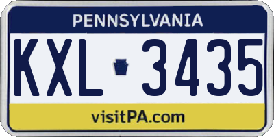 PA license plate KXL3435