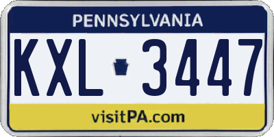 PA license plate KXL3447
