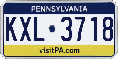 PA license plate KXL3718