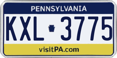 PA license plate KXL3775