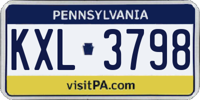 PA license plate KXL3798