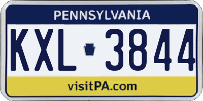 PA license plate KXL3844