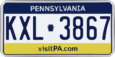 PA license plate KXL3867