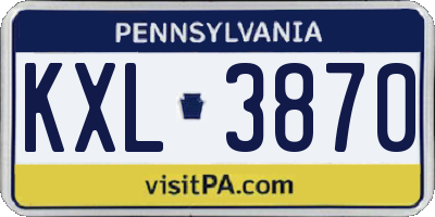 PA license plate KXL3870