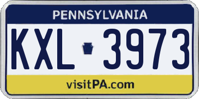 PA license plate KXL3973