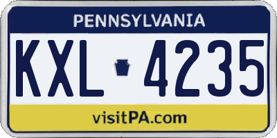 PA license plate KXL4235