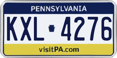 PA license plate KXL4276