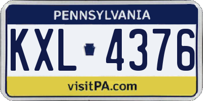 PA license plate KXL4376