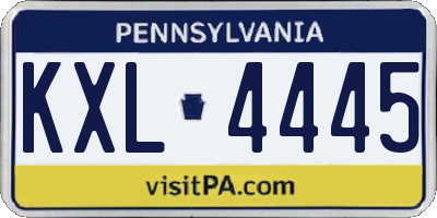 PA license plate KXL4445