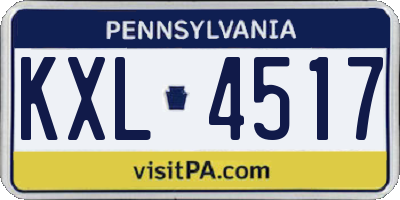 PA license plate KXL4517