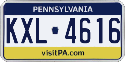 PA license plate KXL4616