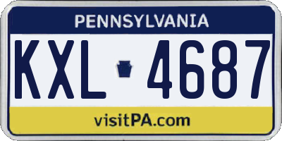 PA license plate KXL4687
