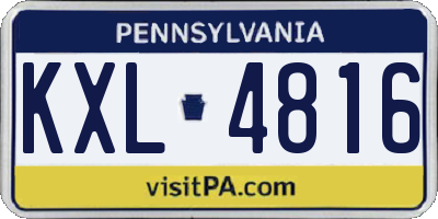 PA license plate KXL4816