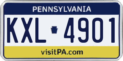 PA license plate KXL4901