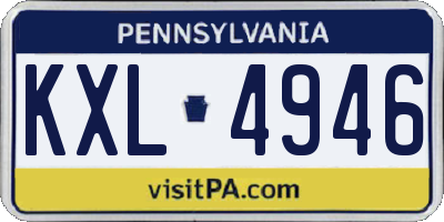 PA license plate KXL4946
