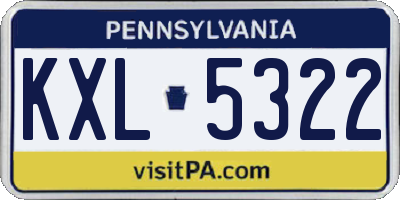 PA license plate KXL5322