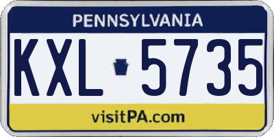 PA license plate KXL5735