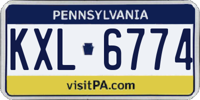 PA license plate KXL6774