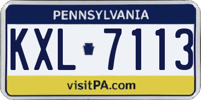 PA license plate KXL7113