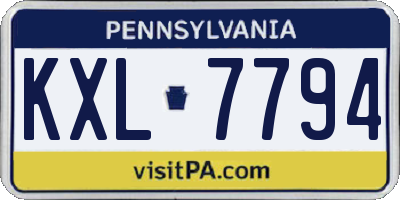 PA license plate KXL7794