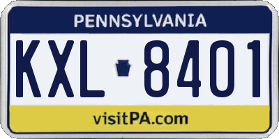 PA license plate KXL8401