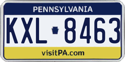 PA license plate KXL8463
