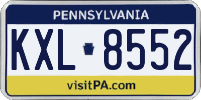 PA license plate KXL8552