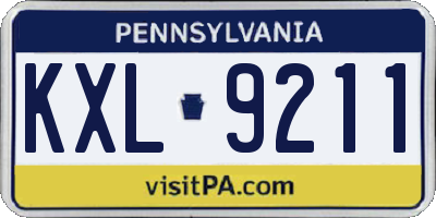 PA license plate KXL9211