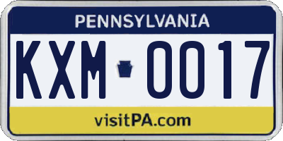 PA license plate KXM0017