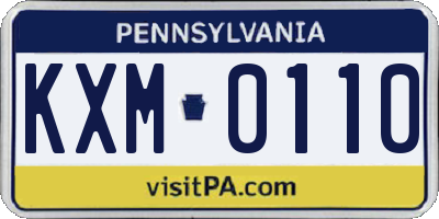 PA license plate KXM0110