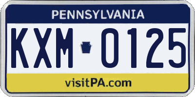 PA license plate KXM0125