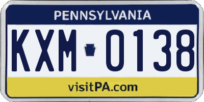 PA license plate KXM0138