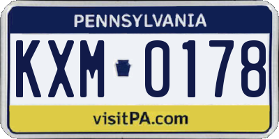 PA license plate KXM0178